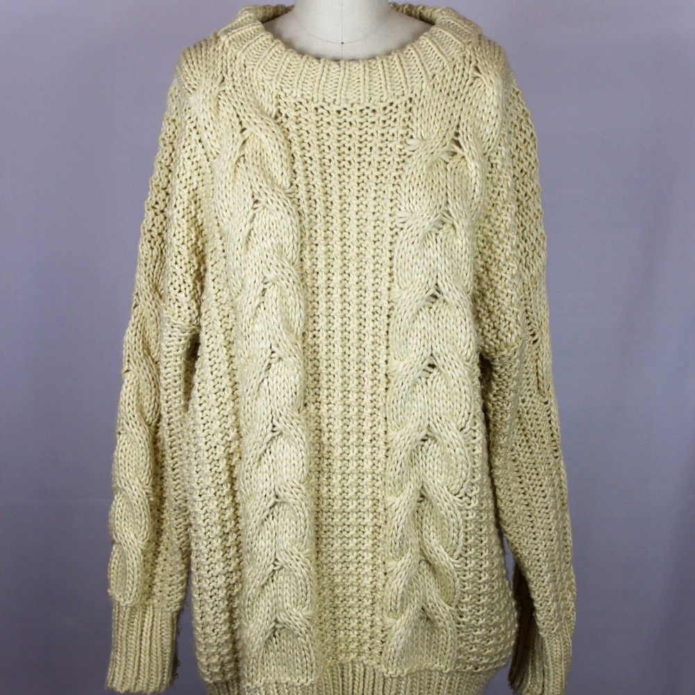 UNIF x UO cream cable knit sweater dress